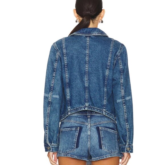 NEW FREE PEOPLE We The Free Jade Blue Denim Jacket Boho Bohemian $128 MSRP - Picture 4 of 4